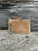 Black leather cowhide keychain wallet. Front View I