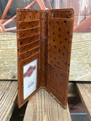 Inside view showing multiple card slots, ID window, bill slots, and a checkbook holder.