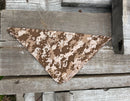 Brown digital camouflaged print bandana. 