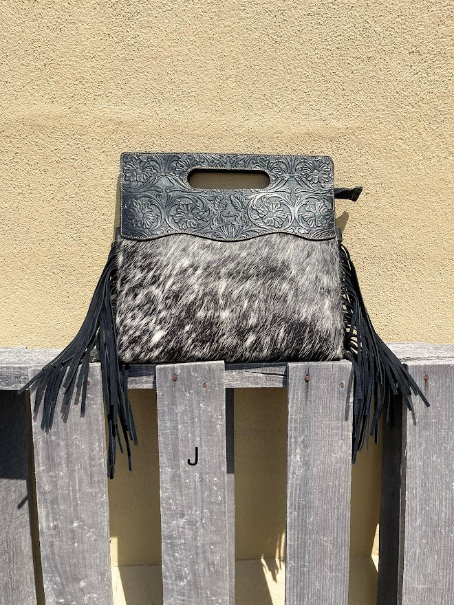 Top Notch Accessories 3074BK Black Cowhide & Tooled Leather Purse