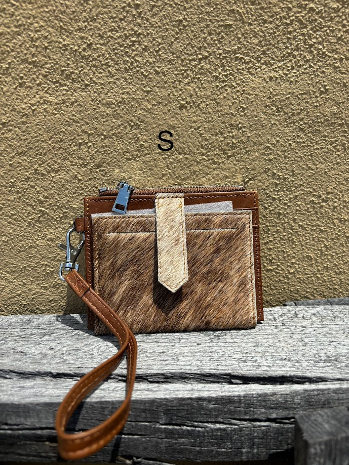 Top Notch Accessories Brown Cowhide Keychain Wristlet Wallet