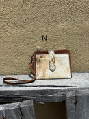 Top Notch Accessories Brown Cowhide Keychain Wristlet Wallet
