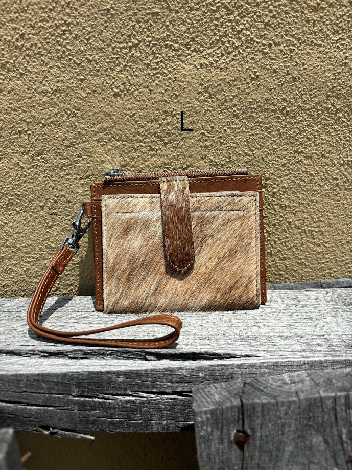 Top Notch Accessories Brown Cowhide Keychain Wristlet Wallet