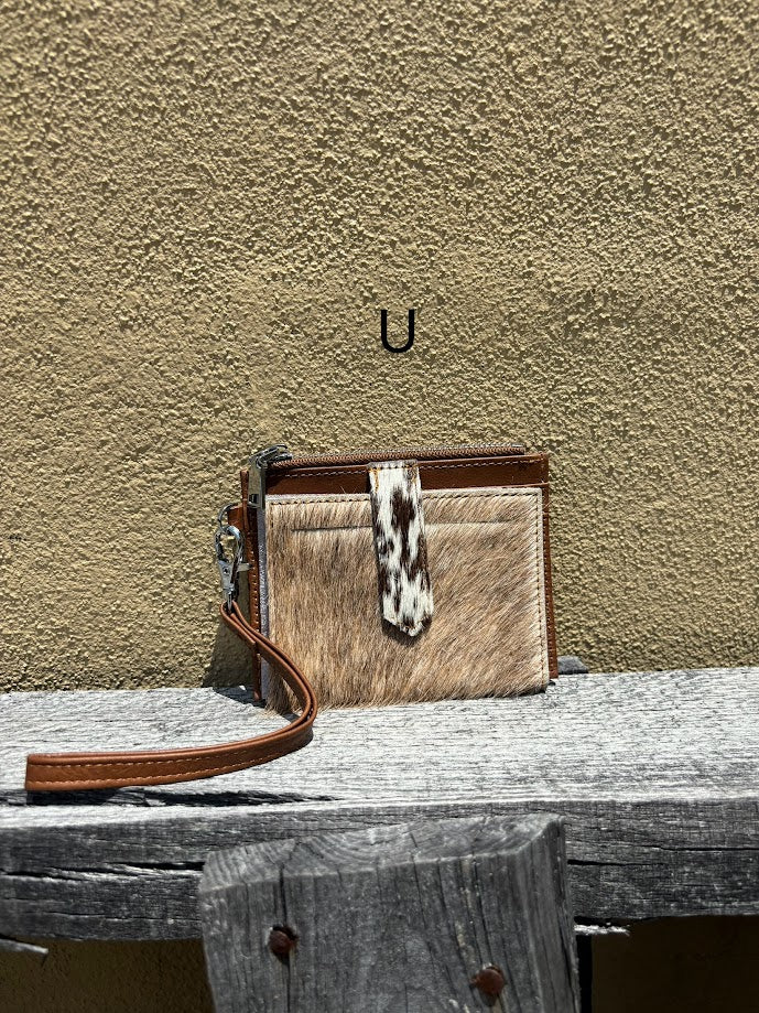 Top Notch Accessories Brown Cowhide Keychain Wristlet Wallet