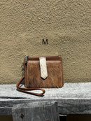 Top Notch Accessories Brown Cowhide Keychain Wristlet Wallet