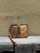 Top Notch Accessories Brown Cowhide Keychain Wristlet Wallet