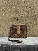 Top Notch Accessories Brown Cowhide Keychain Wristlet Wallet