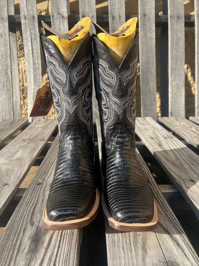 Men's Tanner Mark TM200968 Black Lizard Print Square Toe Boot