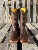 Men's Tanner Mark TM200969 Brown Lizard Print Square Toe Boot