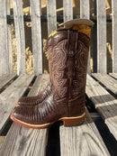 Men's Tanner Mark TM200969 Brown Lizard Print Square Toe Boot