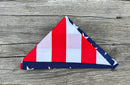 USA Flag large size bandana. Red and white stripes side showing. 