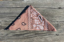 Natural Brown bandana with a classic paisley pattern. 