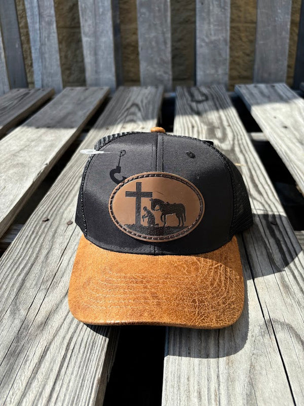 Hat Republic Praying Cowboy Leather Patch Mesh Back Cap