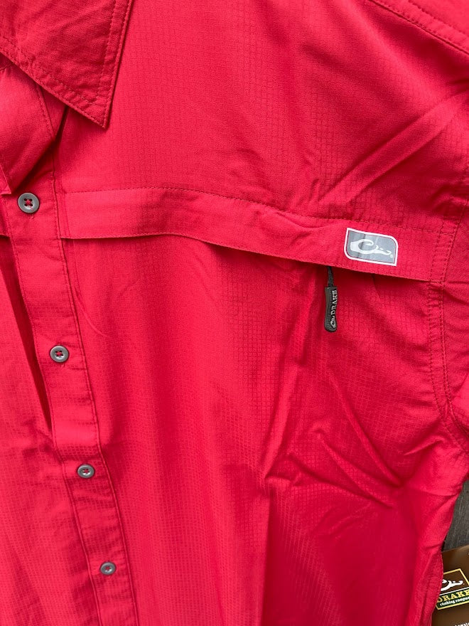 Drake DPF1170-RIR Flyweight Rio Red Short Sleeve Shirt