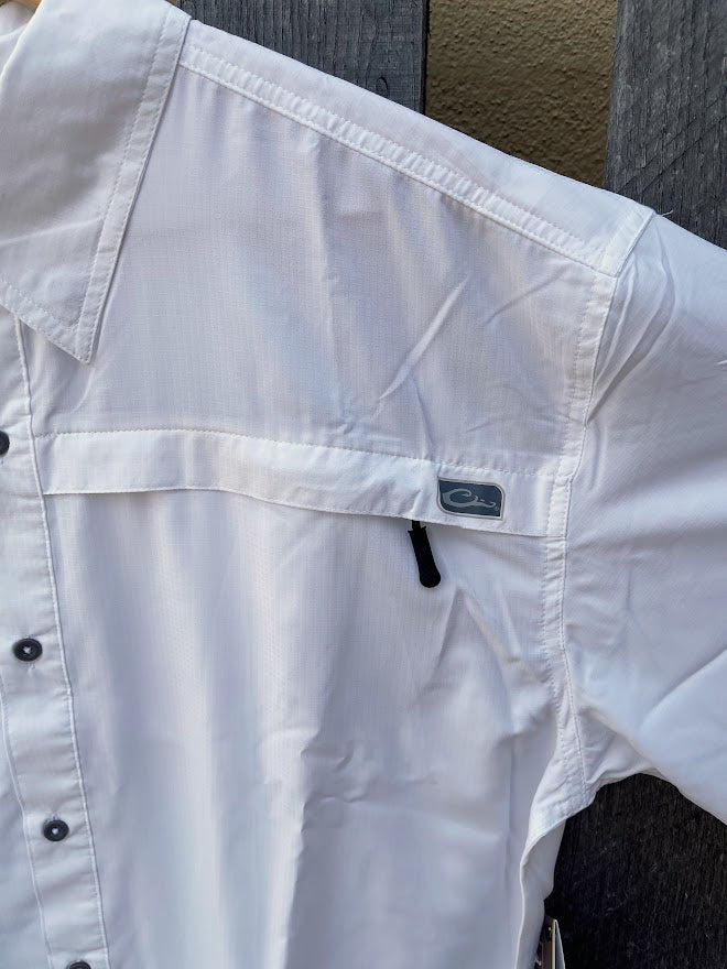 Drake DPF1170-BTW Flyweight Bright White Short Sleeve Shirt