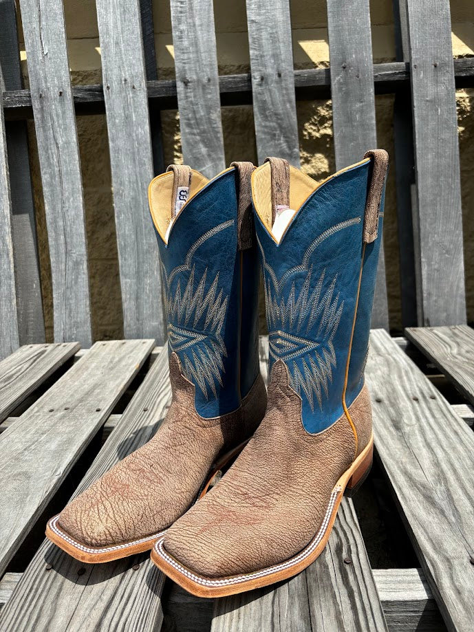 Men's Anderson Bean 12 Inch Shaft Tan Amazon Poseidon Goat Wide Square Toe Boots