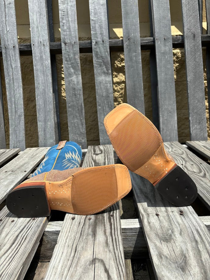 Men's Anderson Bean 12 Inch Shaft Tan Amazon Poseidon Goat Wide Square Toe Boots