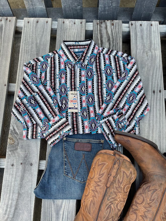 Men's Wrangler 112330350 Classic Fit Checotah Long Sleeve Western Snap Printed Shirt