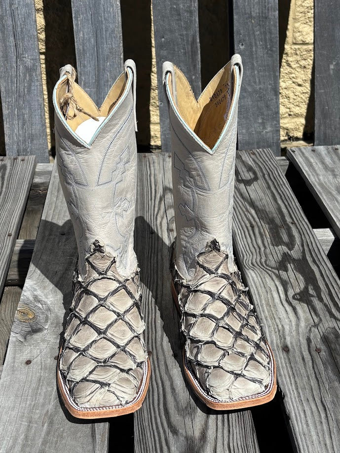 Men's Anderson Bean Stone Cold Big Bass square toe cowboy boots with a 12"  Polar Buffamonte shaft.  Front View
