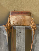 Top Notch Accessories 3064BR Brown Cowhide Small Crossbody with Fringe