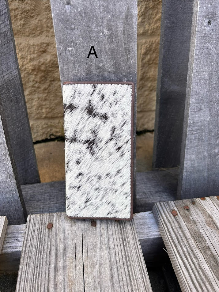 This cowhide leather tall wallet from Top Notch Accessories features 12 card slots and two bill pockets. Front View A