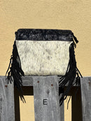 Top Notch Accessories 3065BK Black Cowhide Medium Crossbody with Fringe