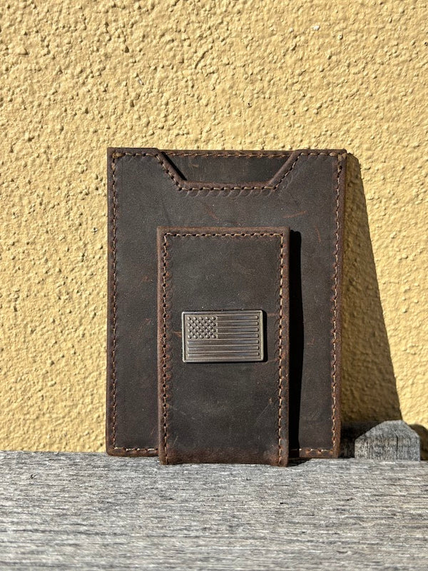 Zep Pro IWT5CRZH-USA Flag Concho “Crazy Horse” Leather Front Pocket Wallet