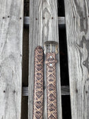Cowtown Natural Rattlesnake Print Leather Belt
