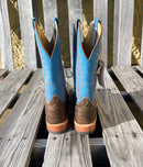 Men's Anderson Bean cowboy boots in cognac Cape Safari Buffalo, these boots have a square toe. Rear View