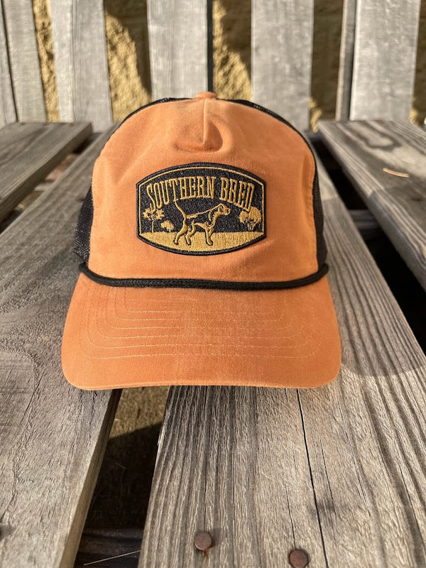 Southern Bred Apparel Company "Delta #5" Richardson 939 Washed Cotton 5 Braided Panel Mesh Adjustable Snap Back Cap Toast/Black