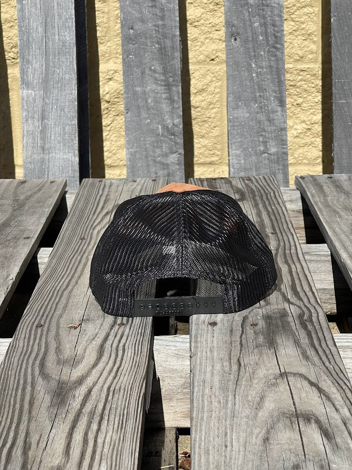 Mississippi Cattle Company "MCC #11" Caramel Leather Patch Richardson 939 Washed Cotton 5 Braided Panel Mesh Adjustable Snap Back Cap Toast/Black Clearance