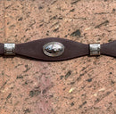 Top Notch Accessories Horse Head Concho Leather Hat Band In Coffee