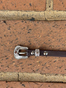 Top Notch Accessories Coffee Leather Hat Band with Bull Rider Conchos