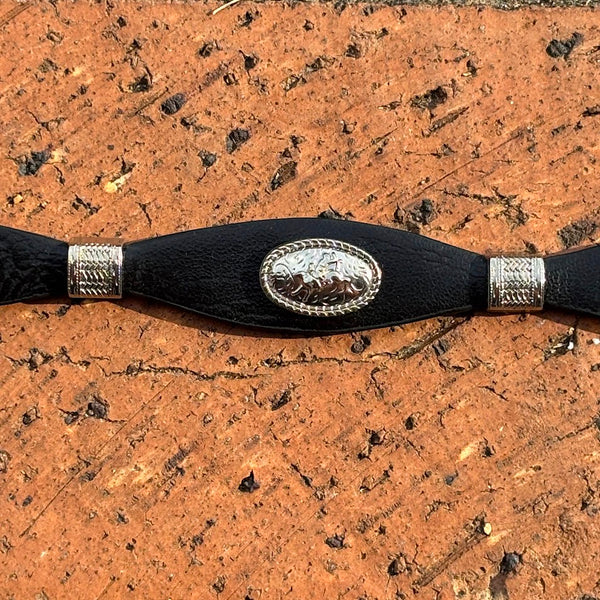Top Notch Accessories Black Leather Bull Rider Concho Hat Band