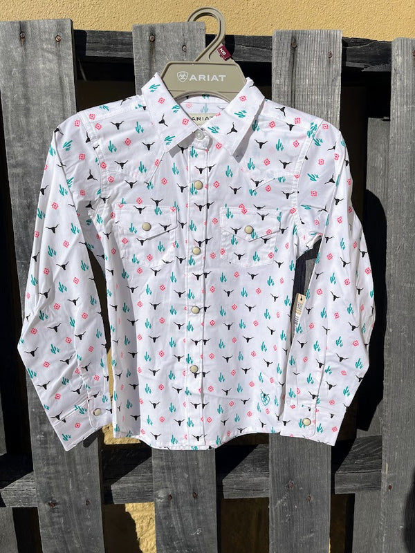 Girls Ariat 10048595 Steer Garden Long Sleeve Shirt