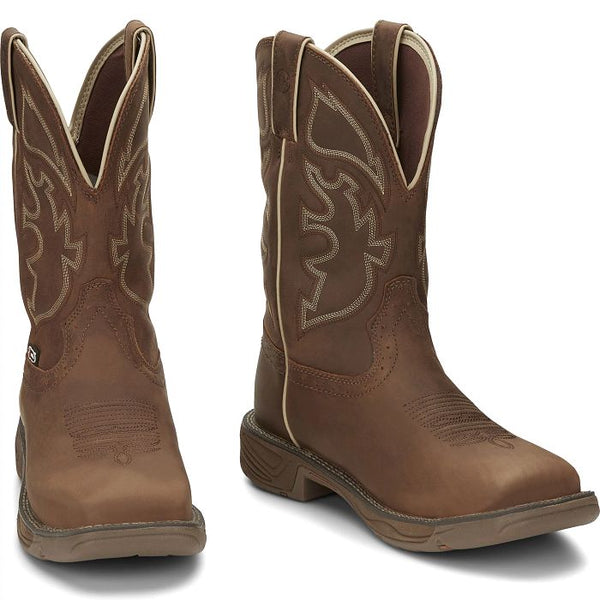 Justin SE4331 Men's 11" Rush Saddle Tan Waterproof Steel Toe Boots