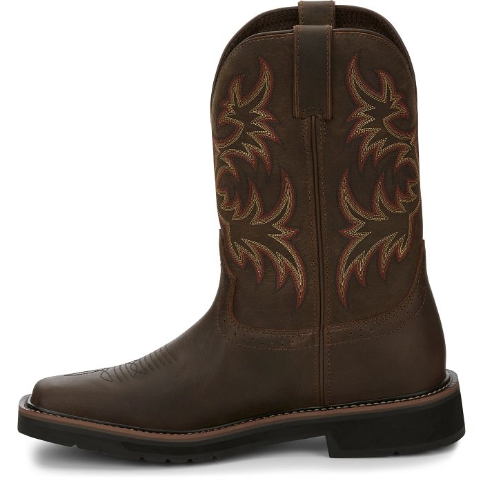 Justin SE4689 Men's 11" Waterproof Soft Toe EH Driller Dark Brown Wide Square Toe