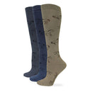Ladies Wrangler Charcoal or Taupe Horse Pattern Crew Socks 1 Pair