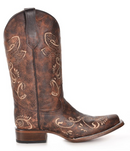 Women's Circle G by Corral 11" Brown Bone Dragonfly Embroidery Square Toe