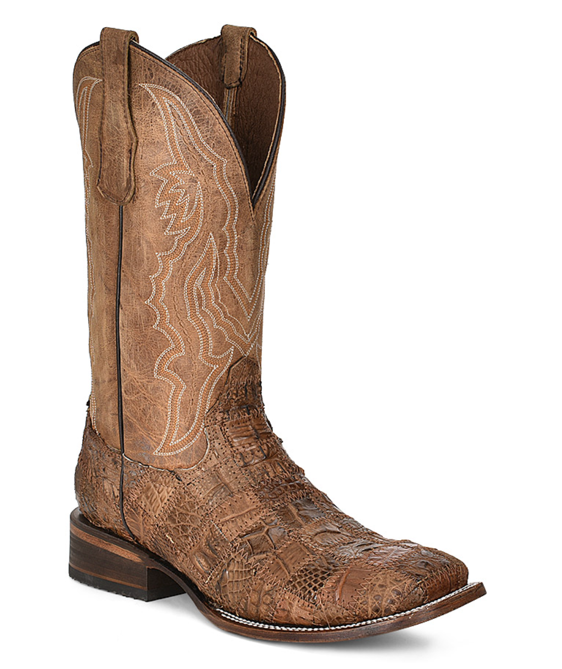 Men's Circle G 12 inch Orix Caiman Patchwork Square Toe Boot