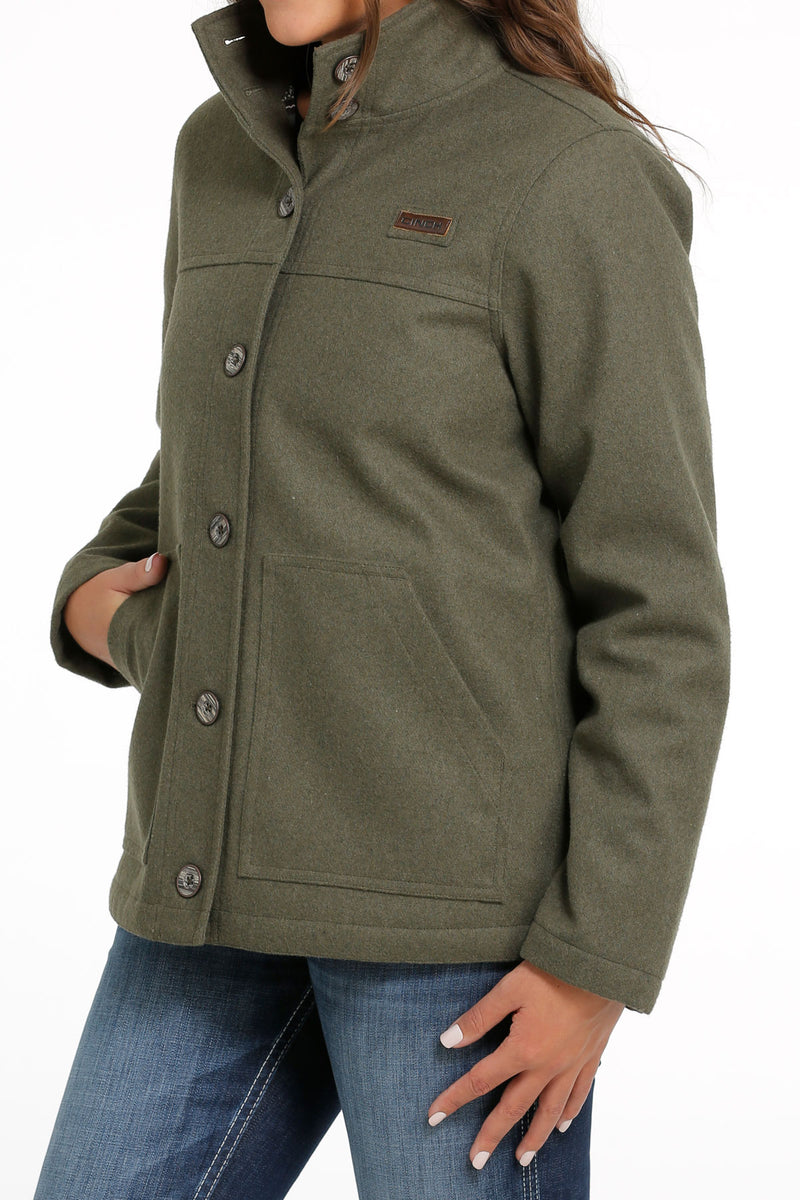 Women's Cinch MAJ9892001 Olive Wooly Coat  *CLOSEOUT*