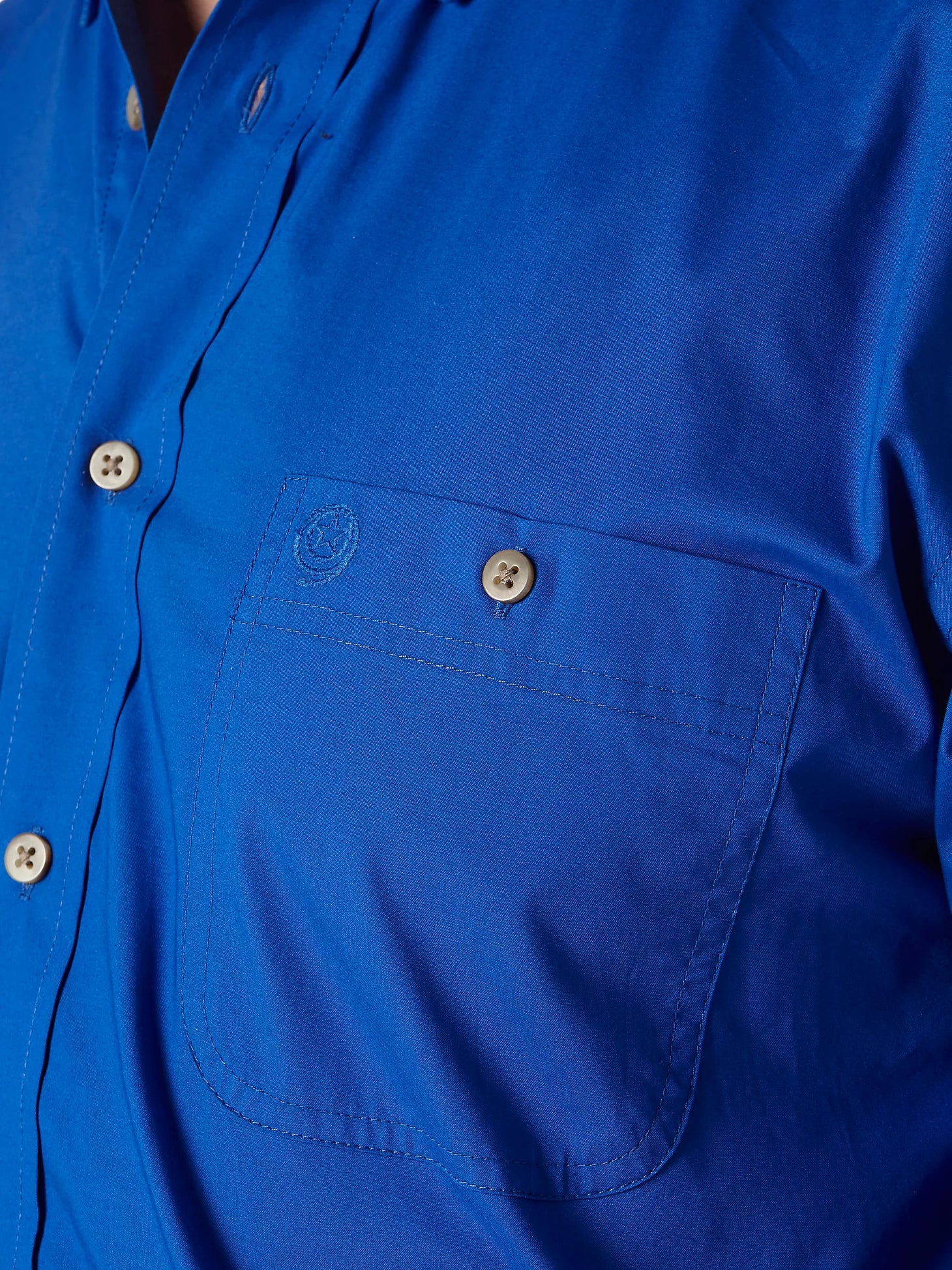 Men's Wrangler 112345803 George Strait Royal Blue Long Sleeve Stretch Button Up Shirt