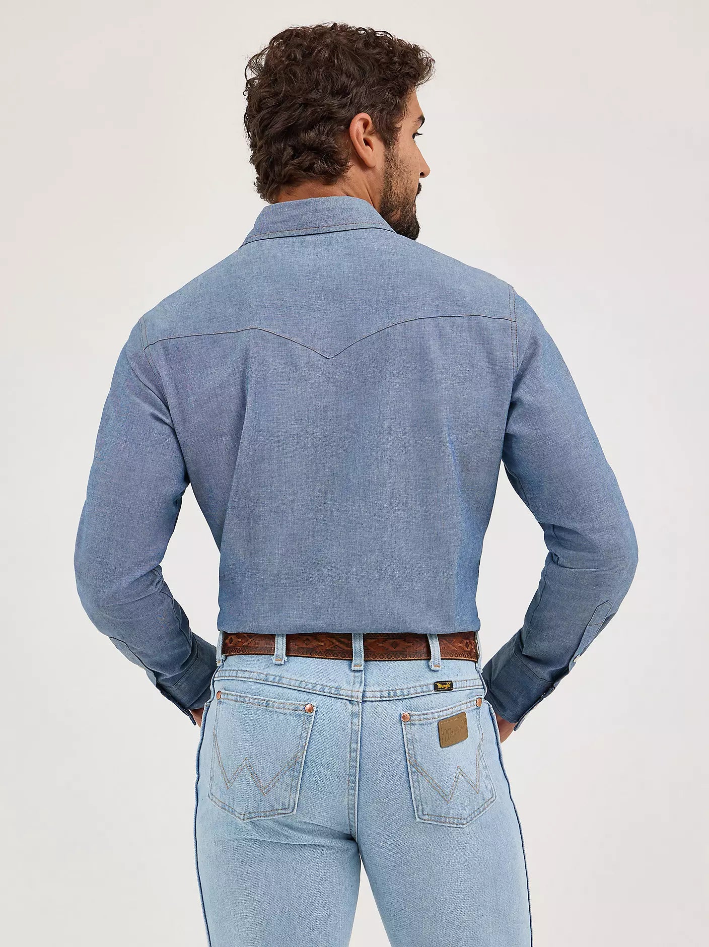 Men's Wrangler Cowboy Cut Long Sleeve Western Snap Chambray Work Shirt