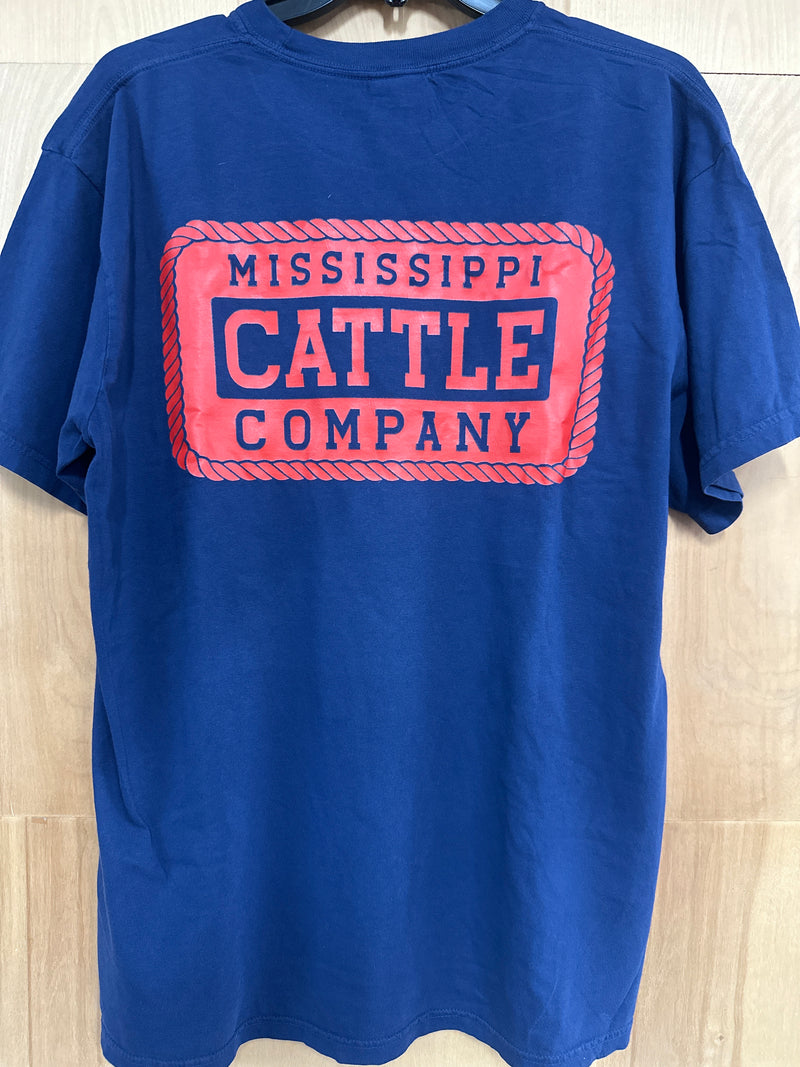 Mississippi Cattle Company MSCATTLESS-8 Navy Short Sleeve Comfort Color T-Shirt