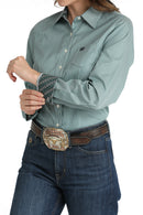 Women's Cinch MSW9164224 TENCEL Teal Button Down Western Shirt CLOSEOUT