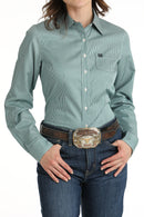 Women's Cinch MSW9164224 TENCEL Teal Button Down Western Shirt CLOSEOUT