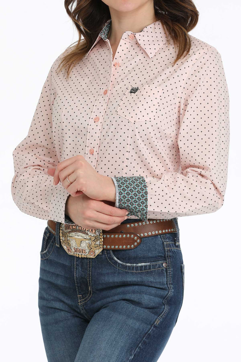 Women's Cinch MSW9164239 Pink Print Long Sleeve Shirt