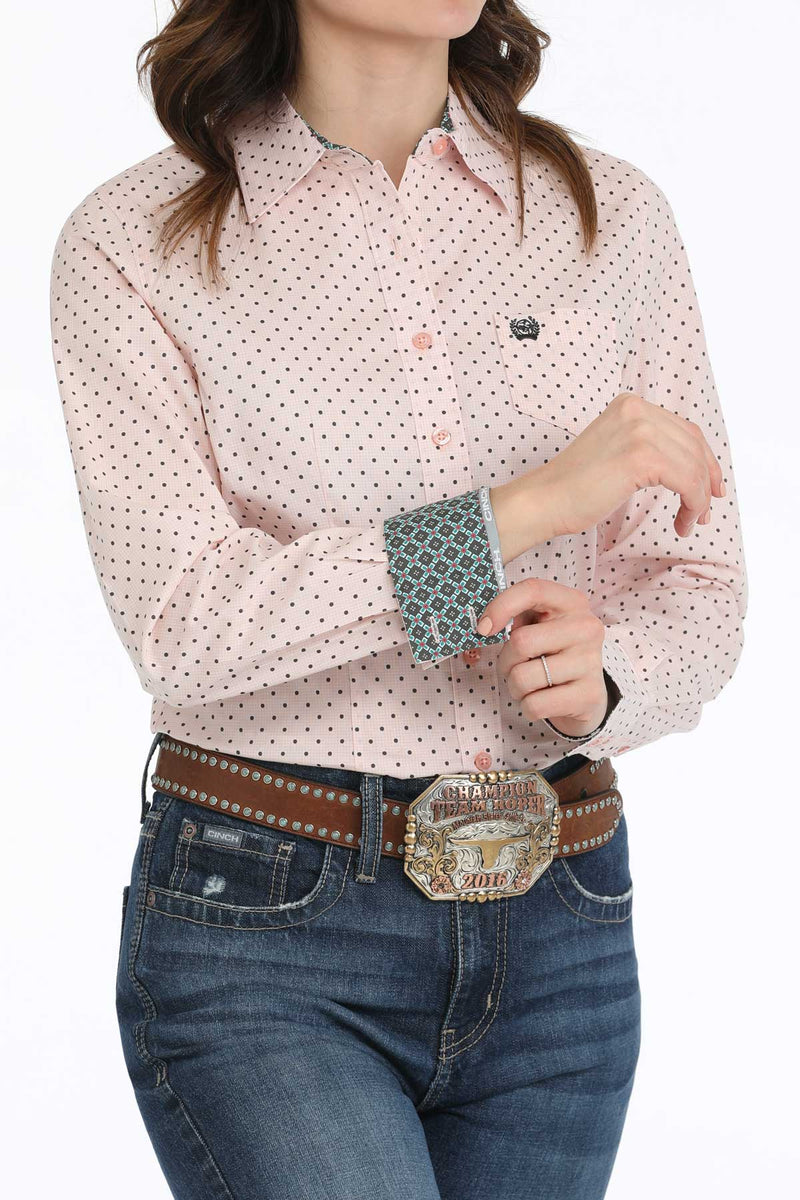 Women's Cinch MSW9164239 Pink Print Long Sleeve Shirt