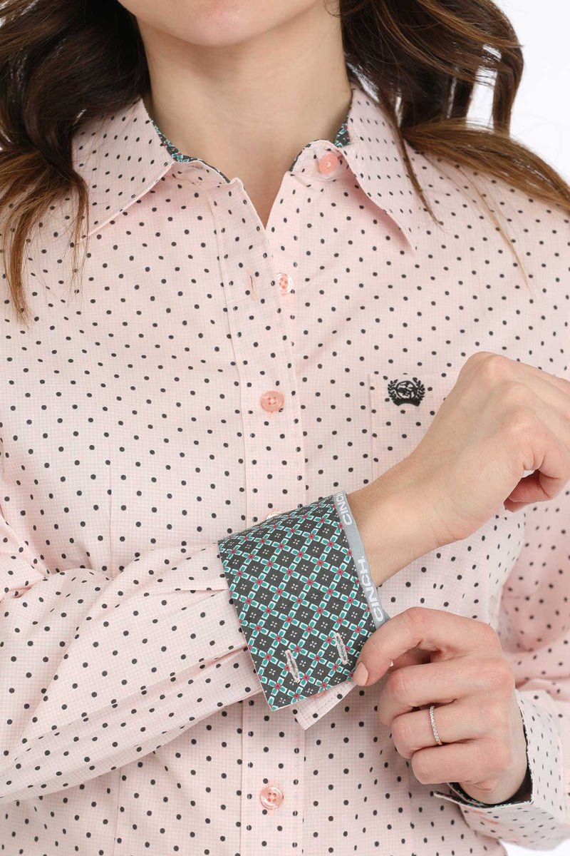 Women's Cinch MSW9164239 Pink Print Long Sleeve Shirt