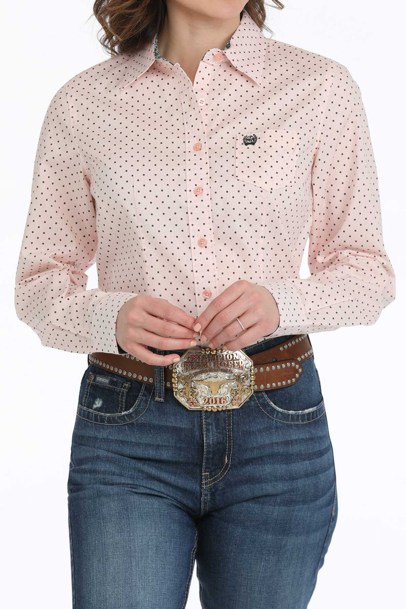 Women's Cinch MSW9164239 Pink Print Long Sleeve Shirt